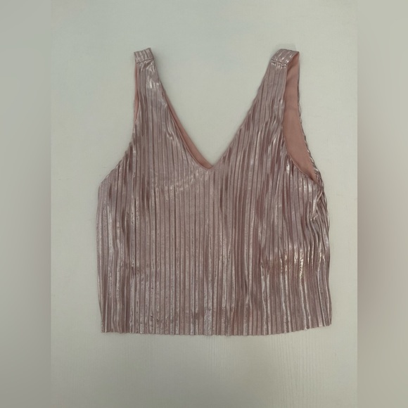 Zara Metallic Pink Pleated Top - Picture 2 of 11